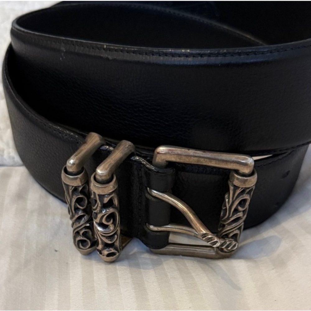 Unbranded Black Leather   Belt with Silver Buckle Brand new 36 waist